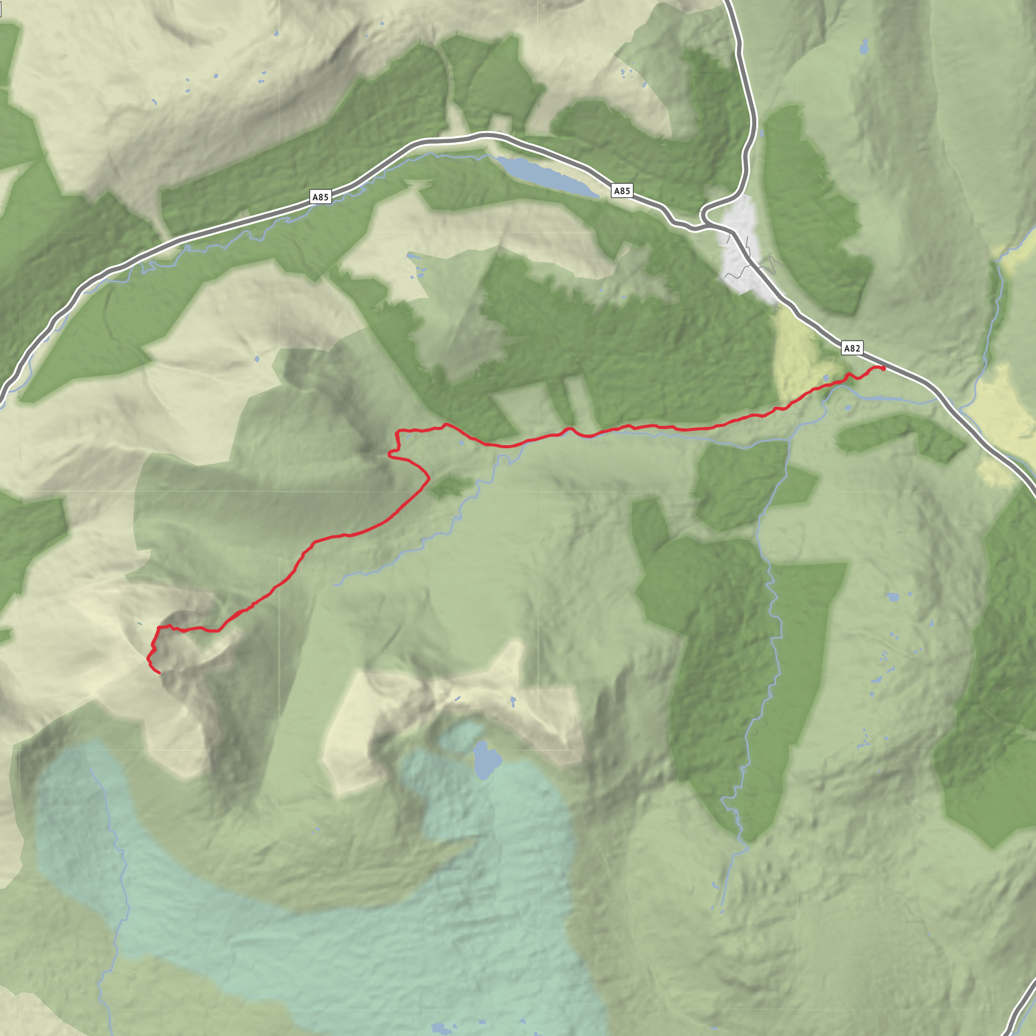 Cononish Mine and Ben Lui from Ardormie mobile static map