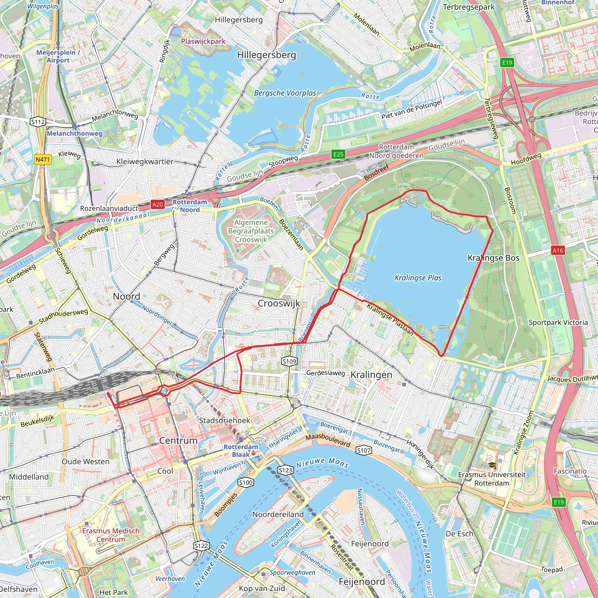 Kralingse Plas from Rotterdam Centraal mobile static map