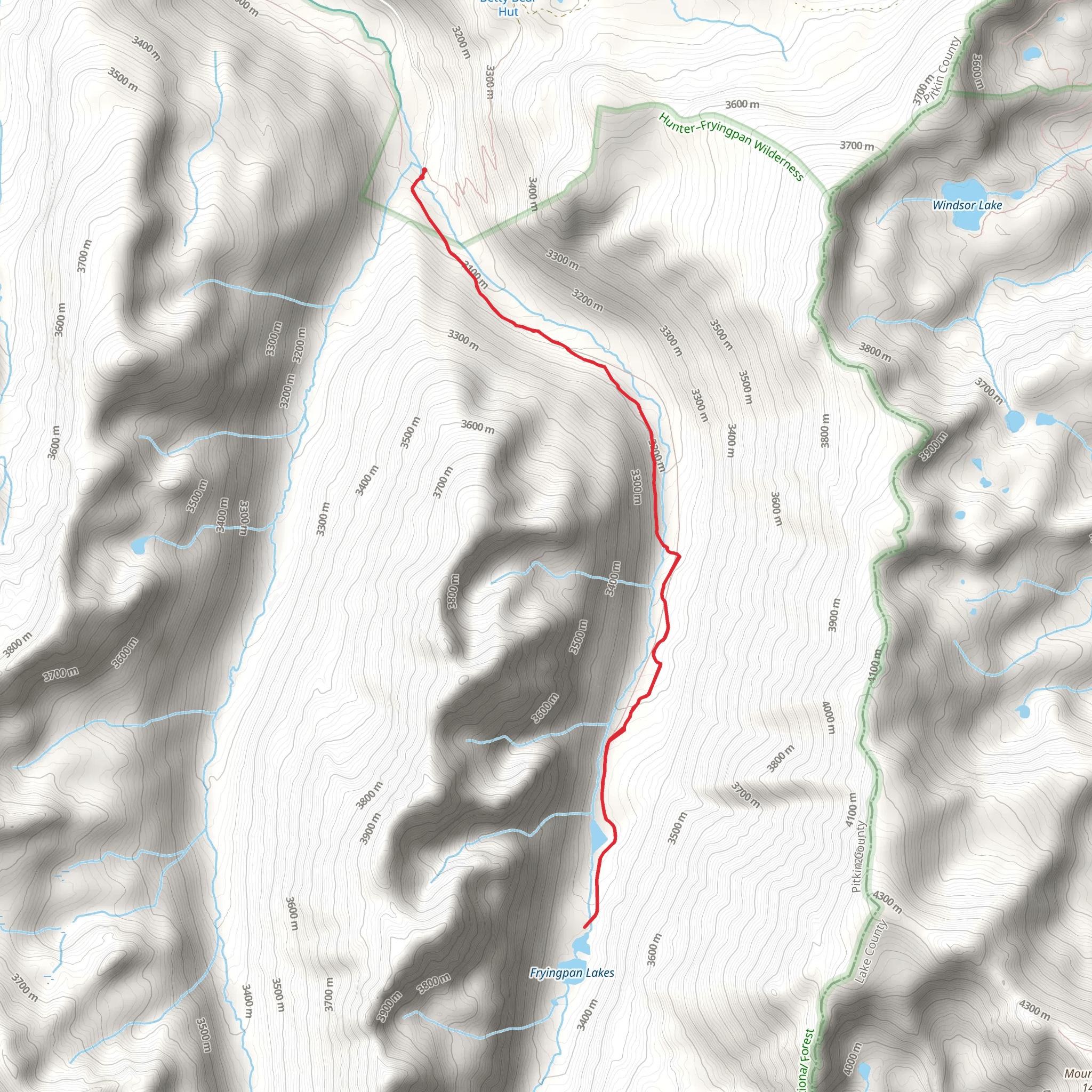 Fryingpan Lakes Trail mobile static map