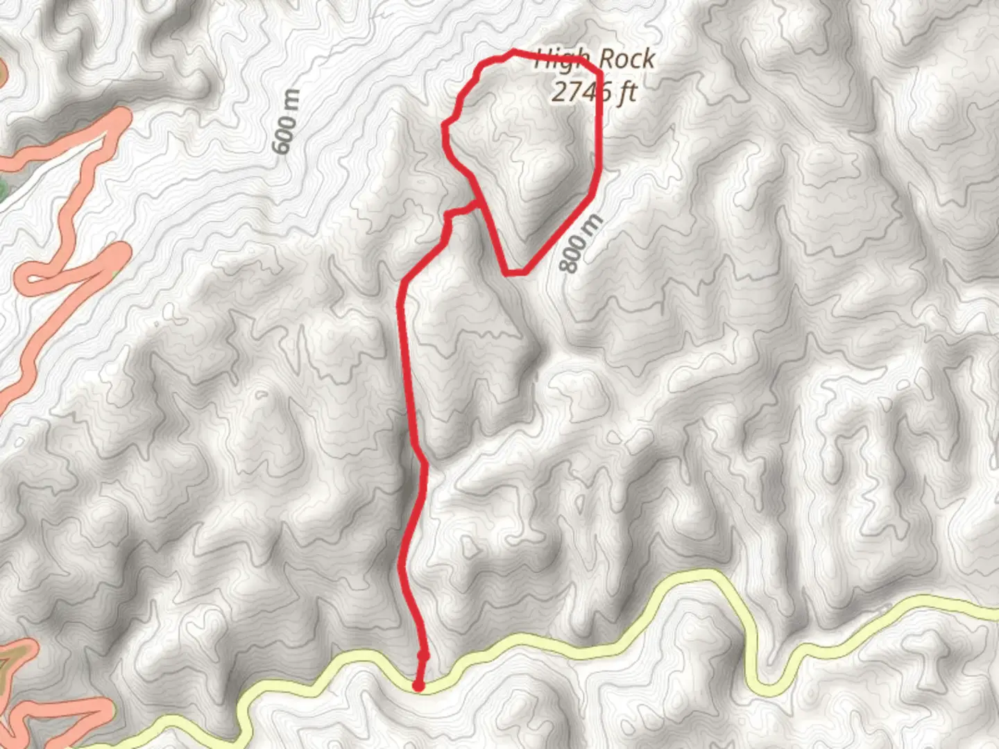 An image depicting the trail High Rock Loop and its surrounding area.