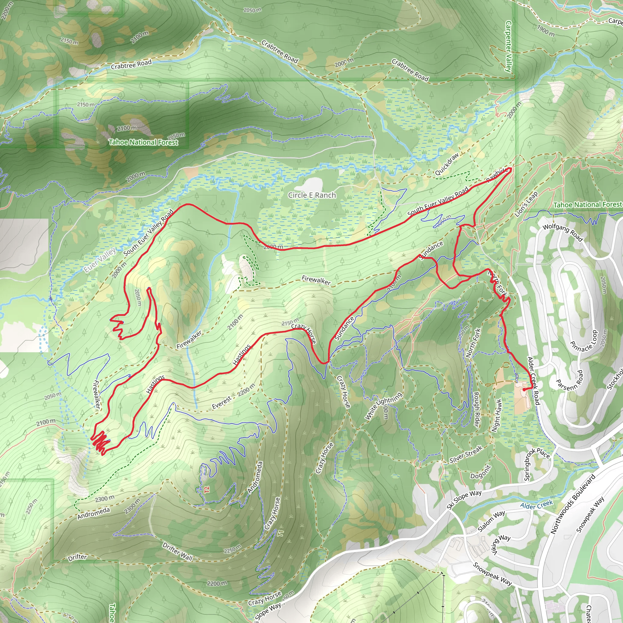 Lower Mother Lode and Hidden Gem Loop via Cinammon Twist mobile static map