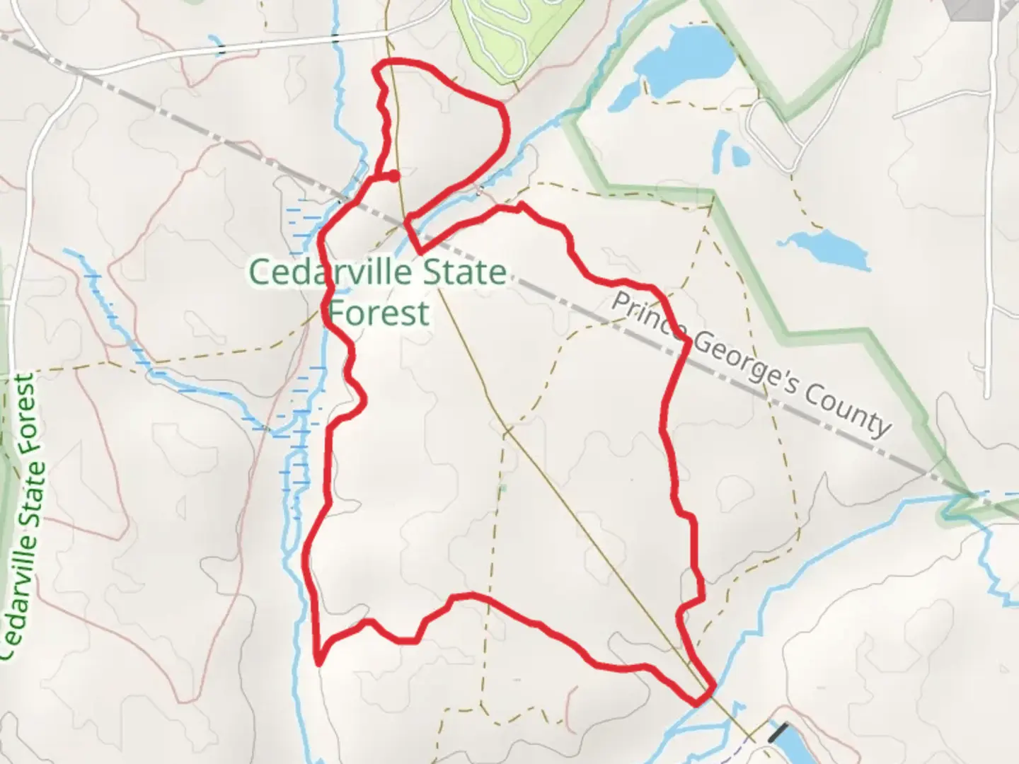An image depicting the trail White and Blue Loop Trail and its surrounding area.