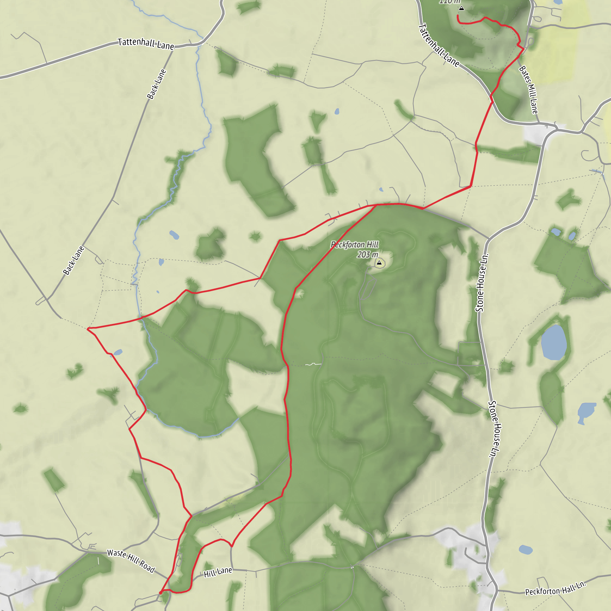 Pennsylvania Wood and Beeston Castle Loop mobile static map