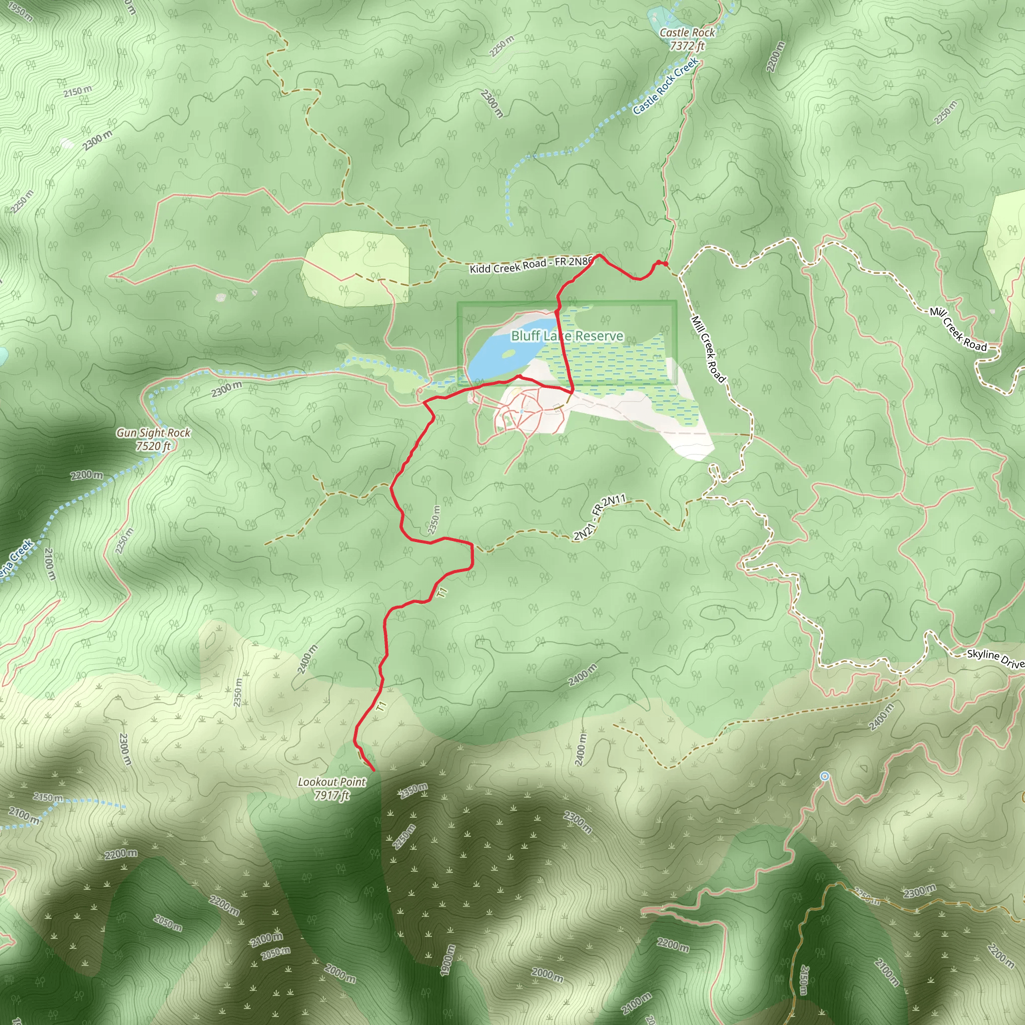 Lookout Point via Kidd Creek Road mobile static map