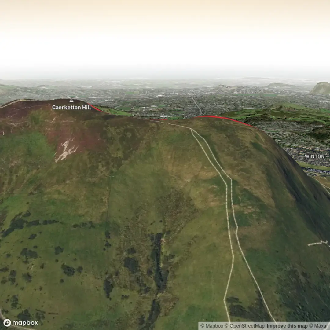 An image depicting the trail Caerketton Hill and its surrounding area.