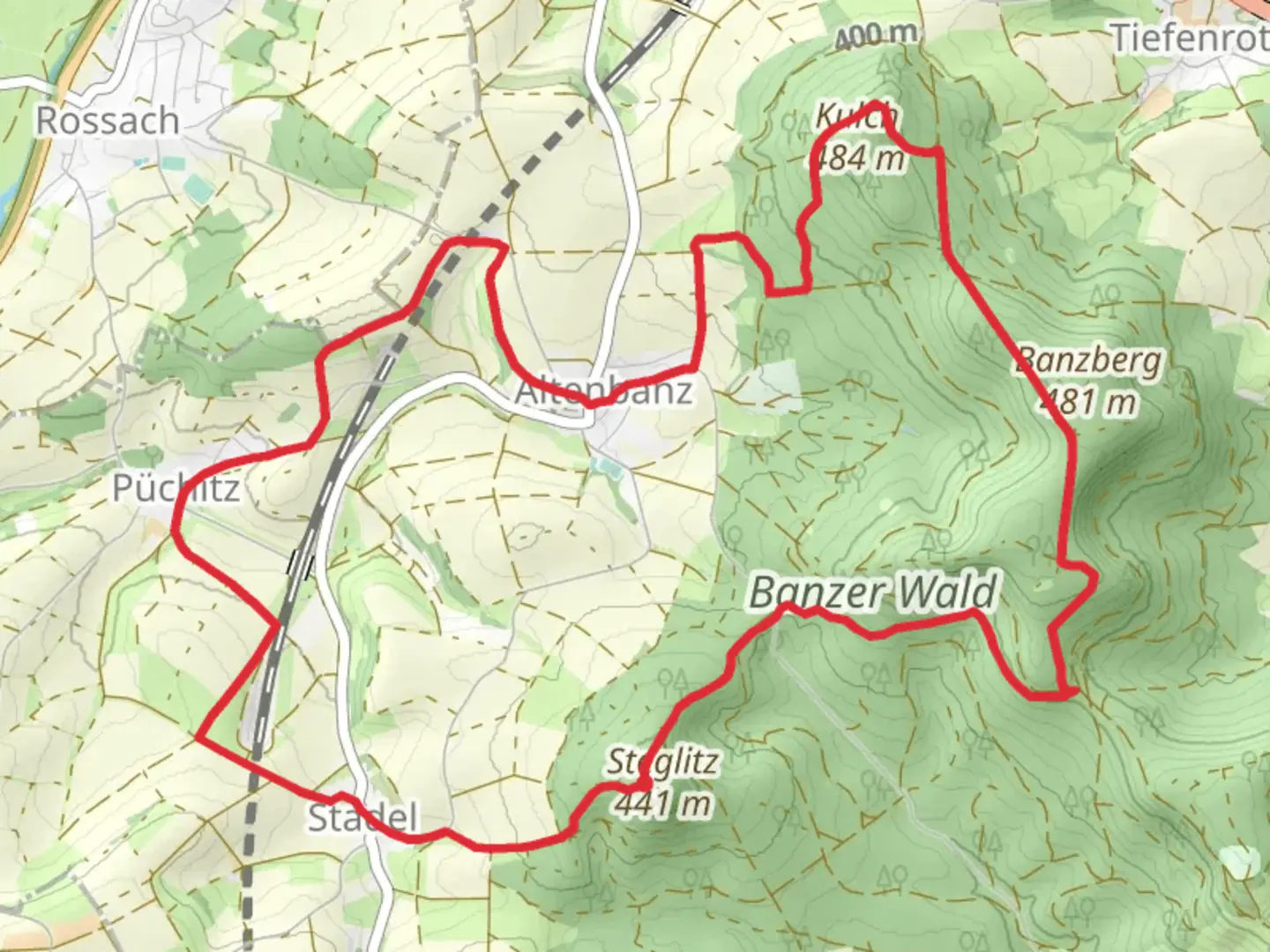 An image depicting the trail Keltenweg A and its surrounding area.