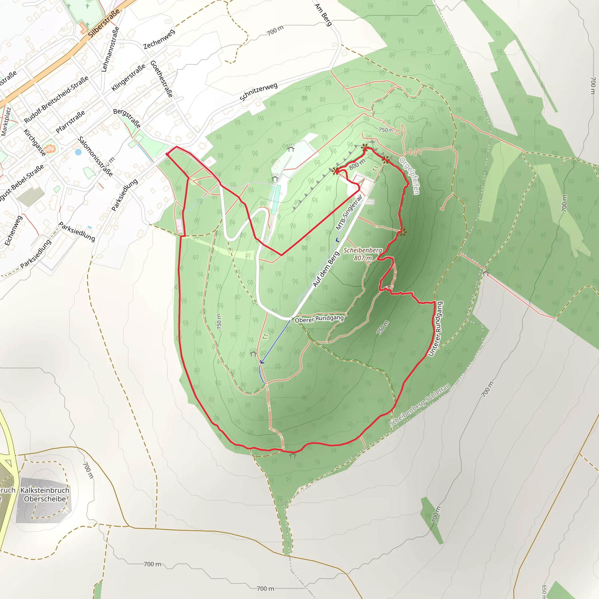 Morgensonne and Aussichtsturm Scheibenberg Loop via Unterer Bergrundgand mobile static map