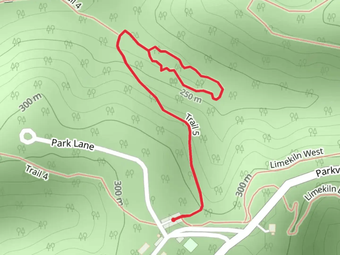 An image depicting the trail Ogle Hollow Nature Preserve Loop and its surrounding area.