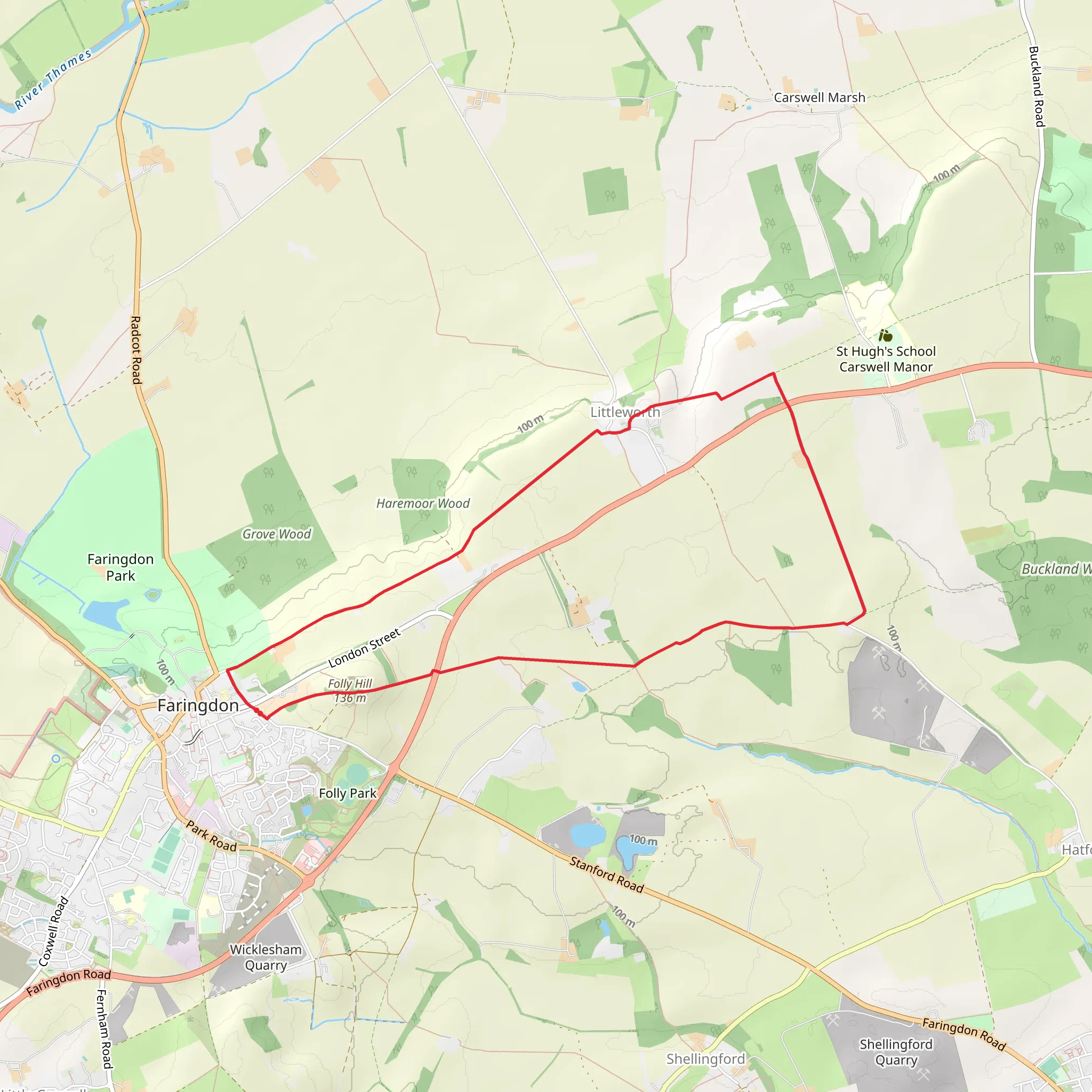 Faringdon Clump via Church Walk mobile static map