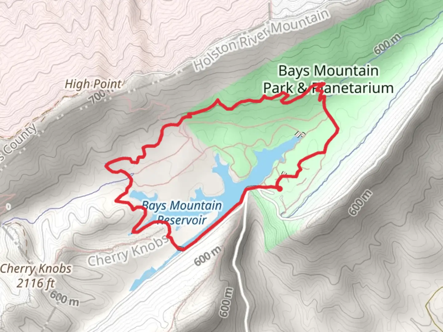 An image depicting the trail Bays Mountain Reservoir Loop and its surrounding area.