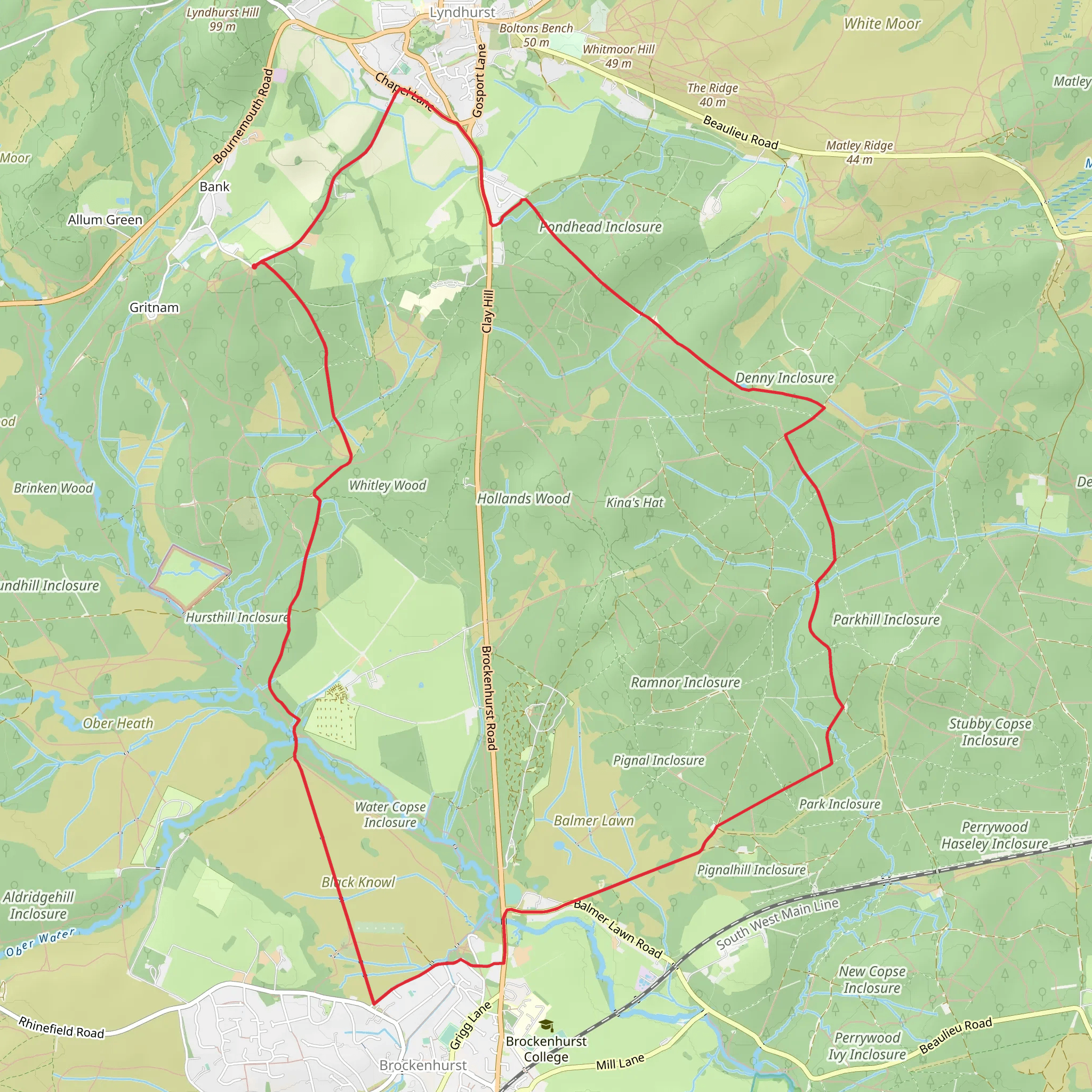 Goldsmiths Hill, Park Hill and Clayhill Loop mobile static map
