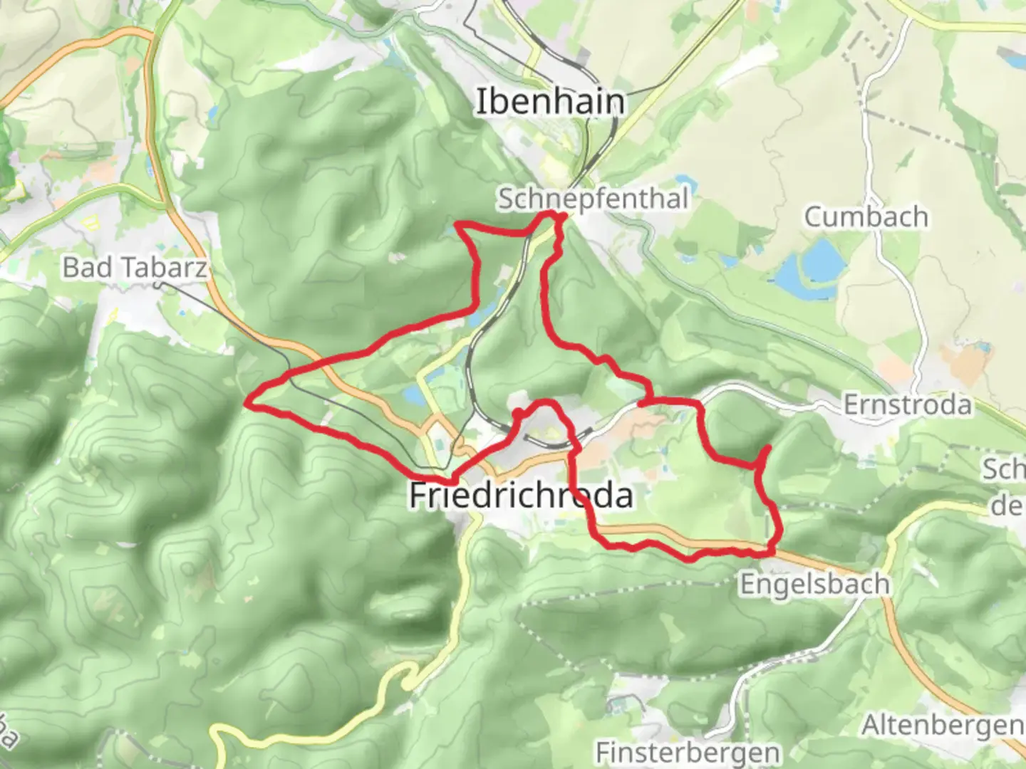 An image depicting the trail Friedrichroda Loop and its surrounding area.