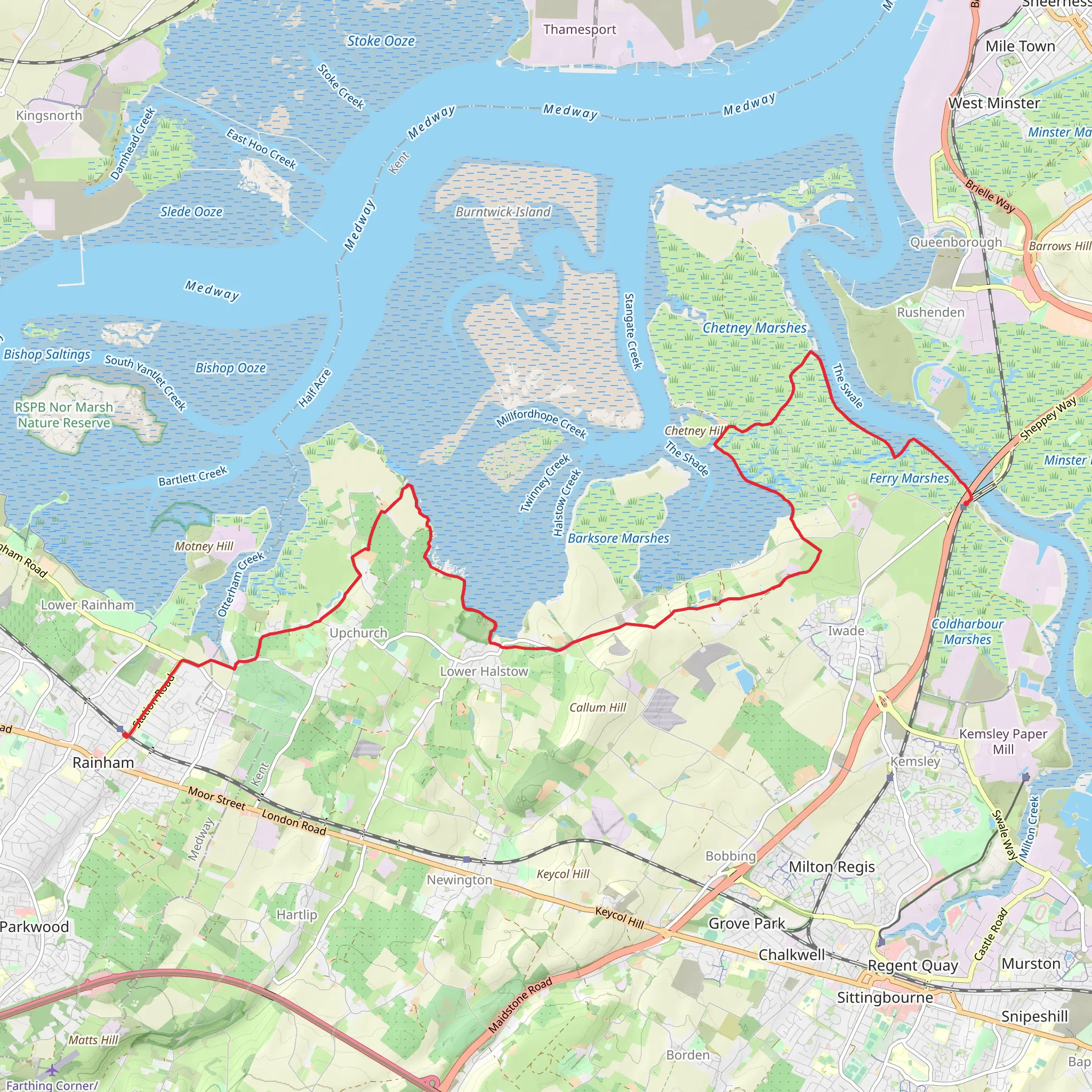 The Oak Grove via Saxon Shore Way mobile static map