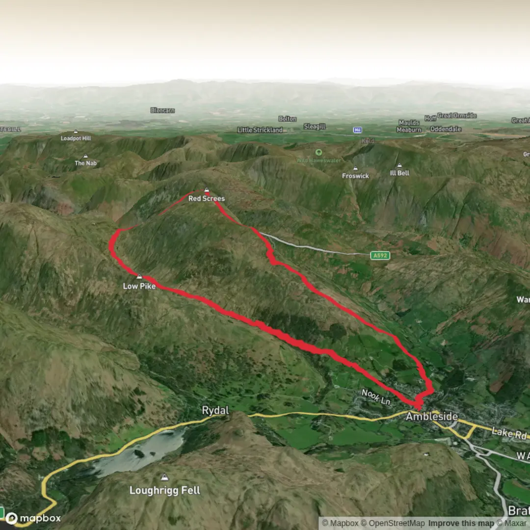 An image depicting the trail Red Screee Loop and its surrounding area.
