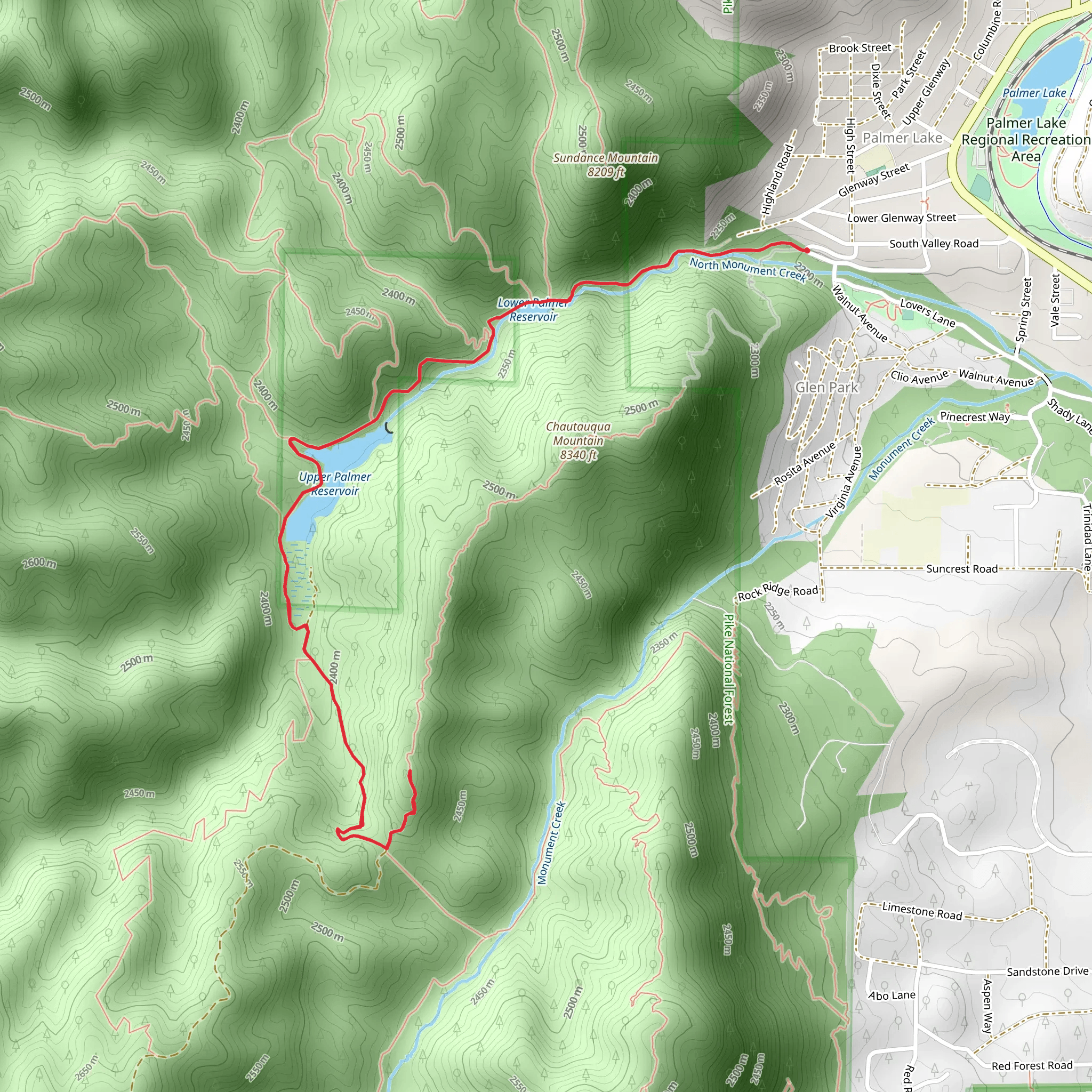 Upper Palmer Reservoir via La Deux Reservoir Trail mobile static map