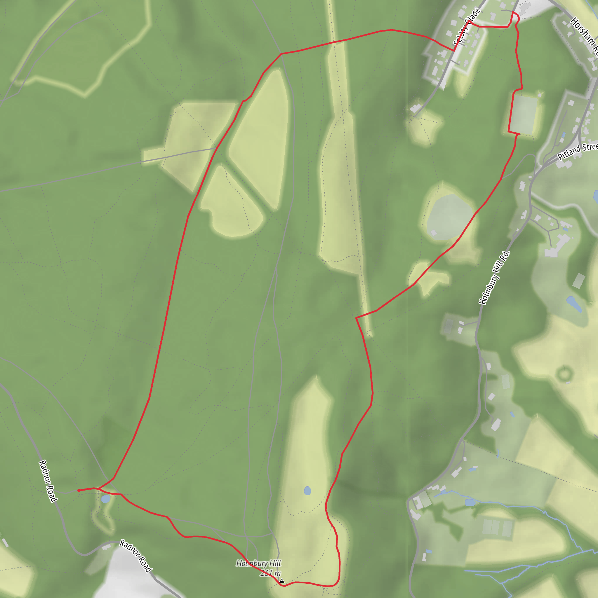 Hurt Wood Loop via Somerset Hill and Holmbury Hill mobile static map