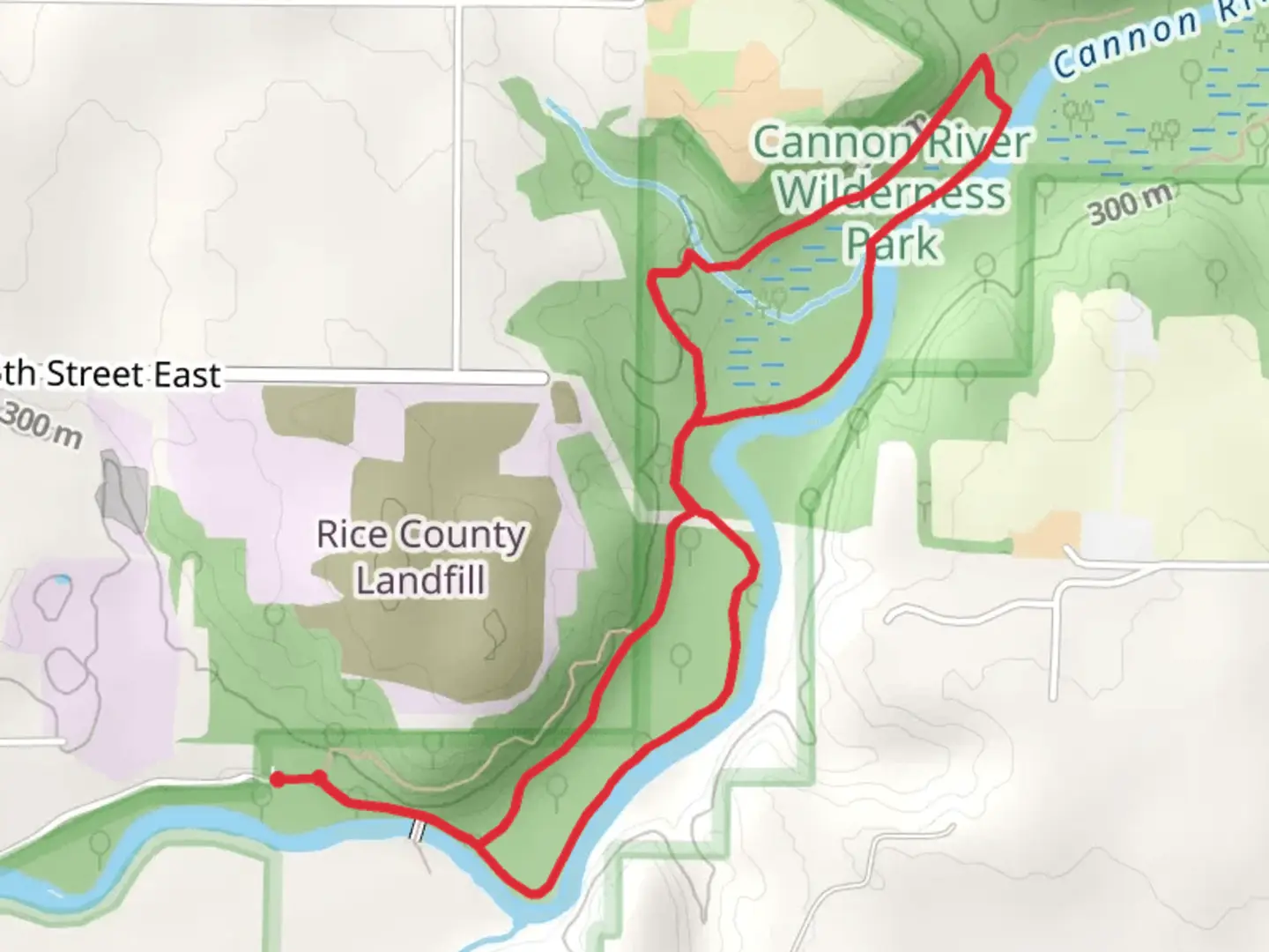 An image depicting the trail Cannon River Loop and its surrounding area.