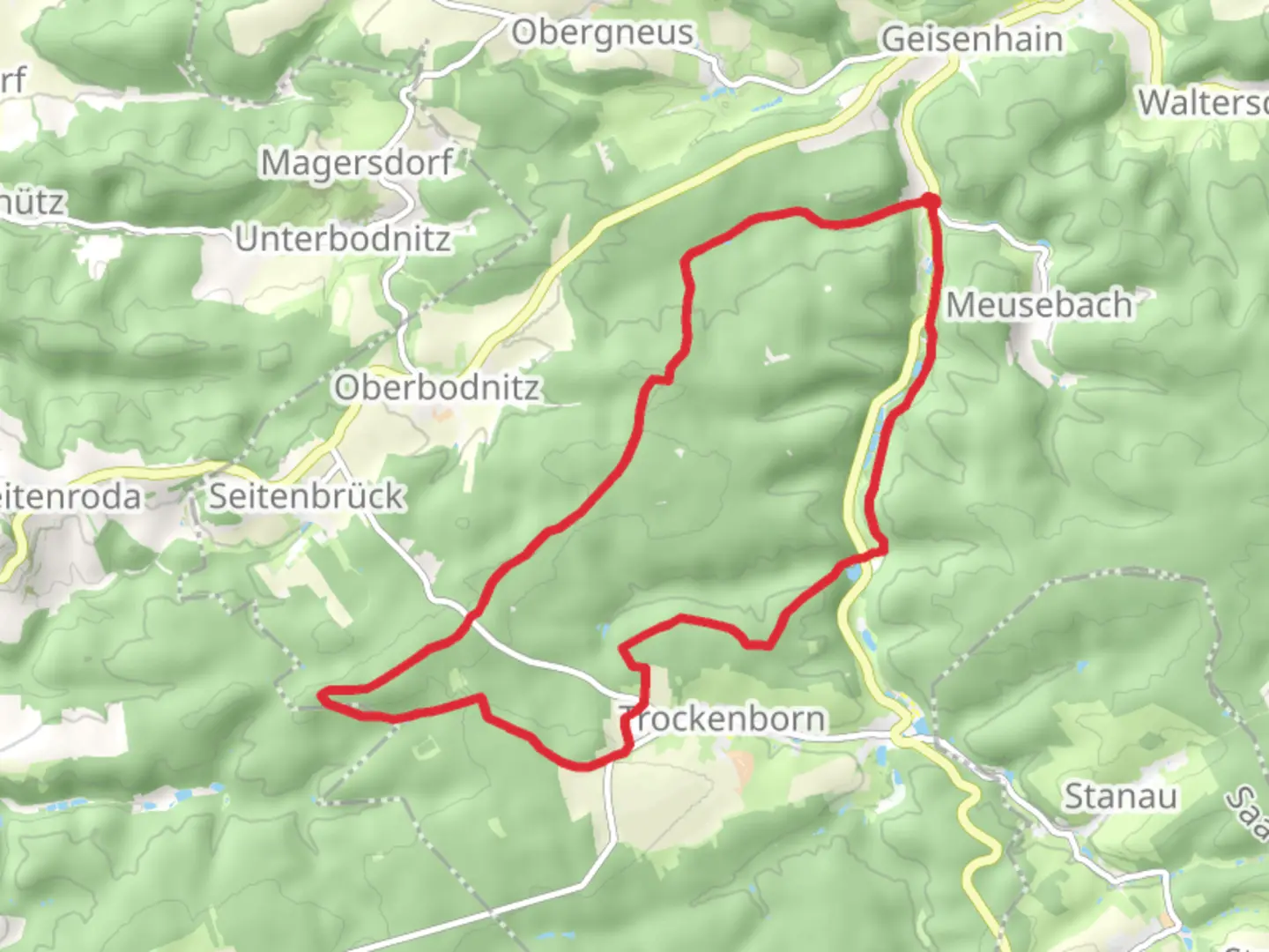 An image depicting the trail Galgenberg Loop and its surrounding area.