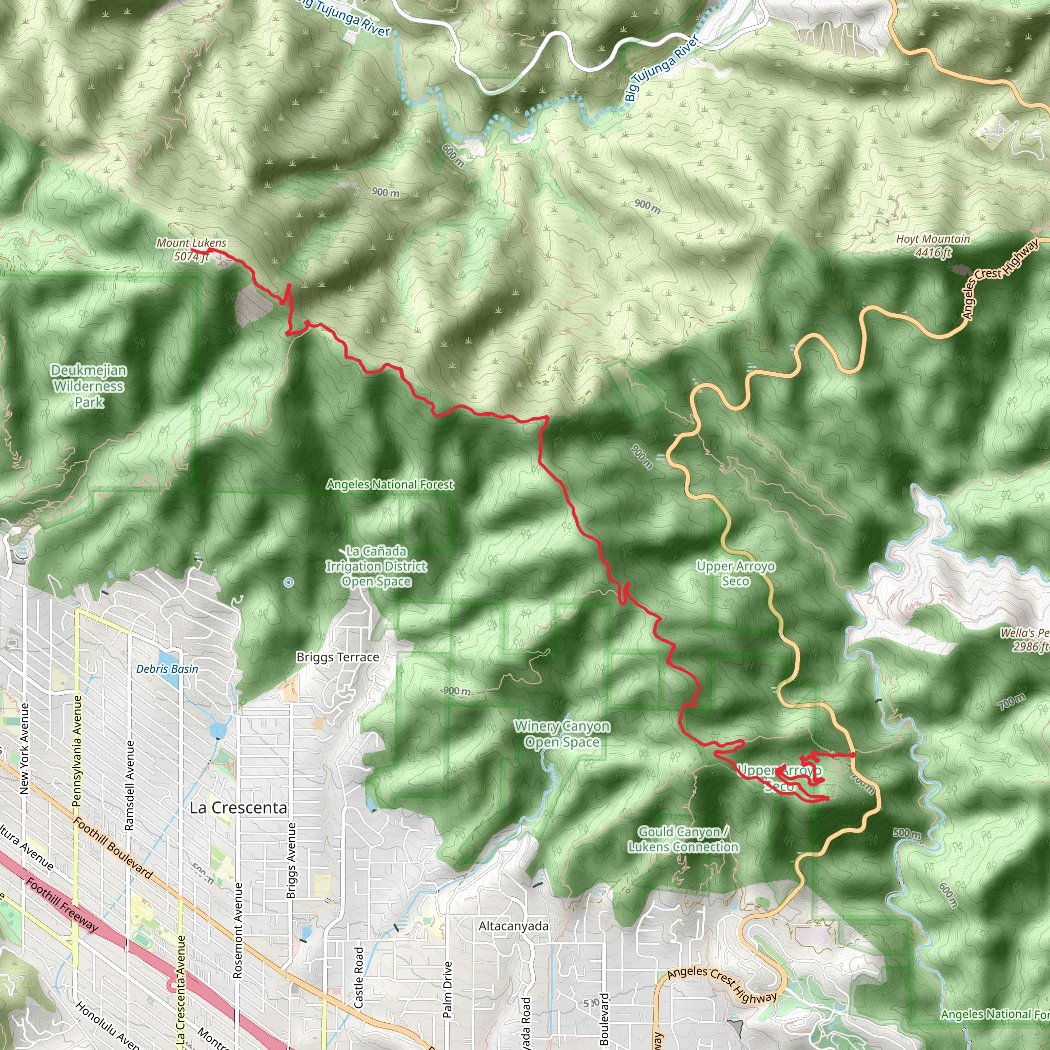 Mt Lukens from Angeles Crest Station mobile static map