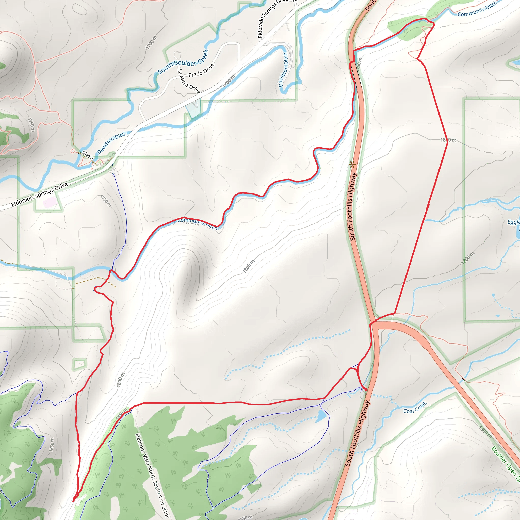 FlatIrons Vista, Community Ditch and Greenbelt Plateau Loop Trail mobile static map