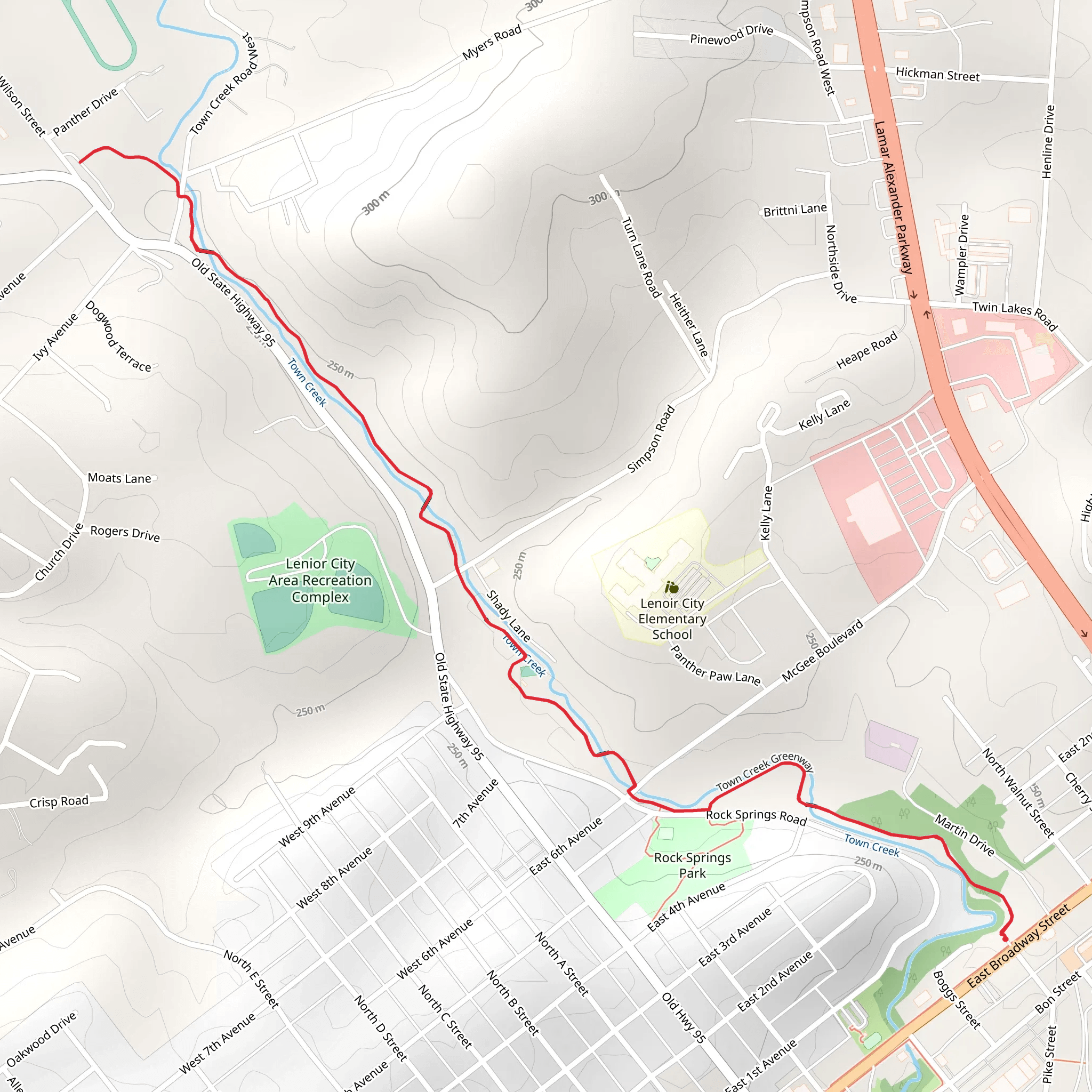 Town Creek Greenway mobile static map