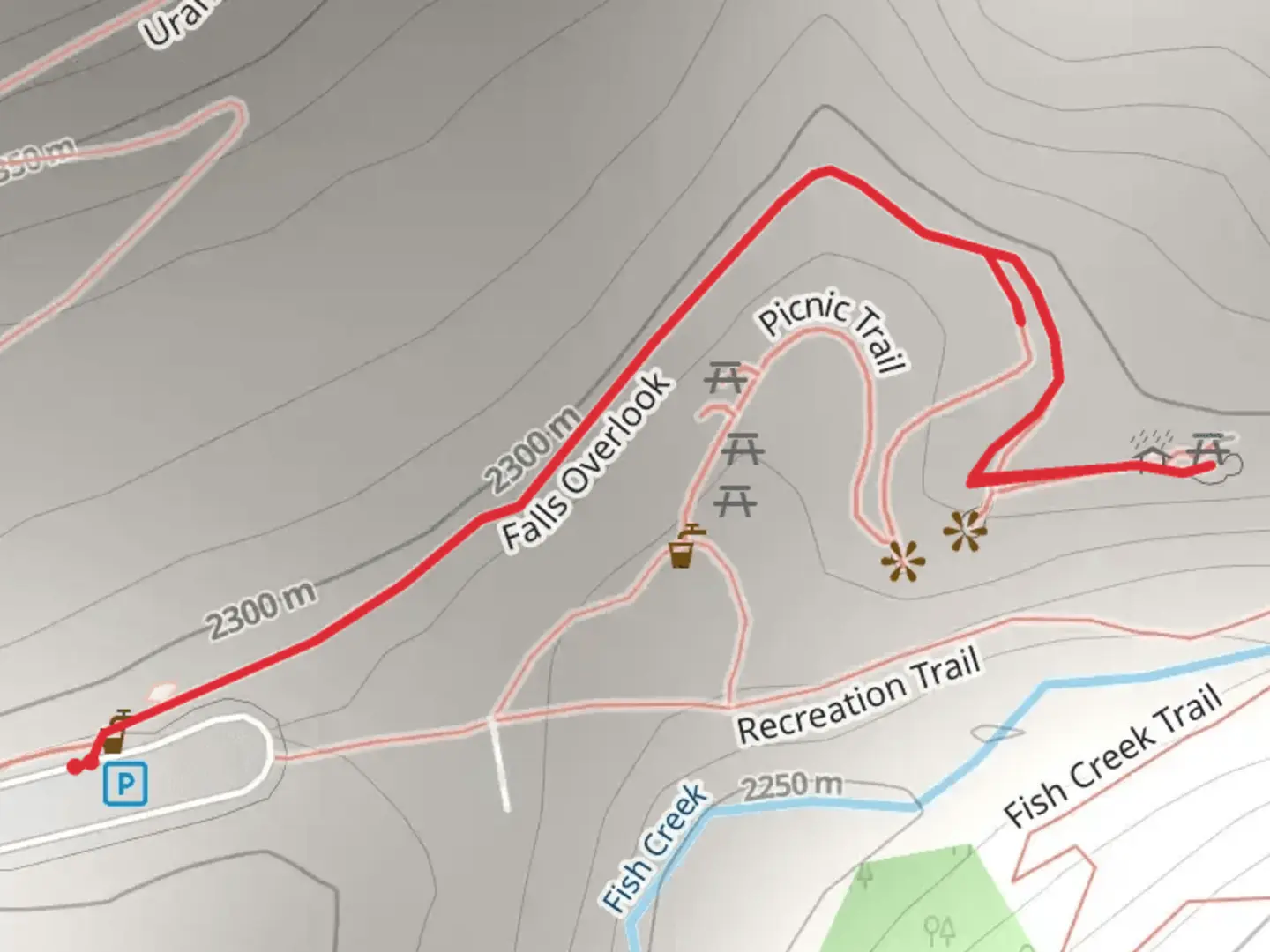 An image depicting the trail Falls Overlook and its surrounding area.