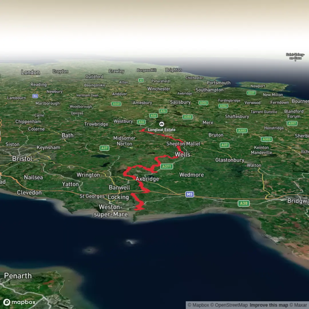 An image depicting the trail Mendip Way and its surrounding area.