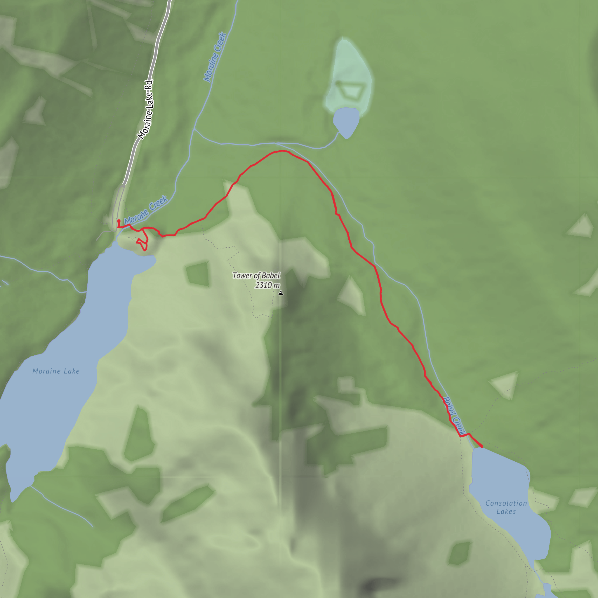 Moraine Lake to Consolation Lakes Hike mobile static map