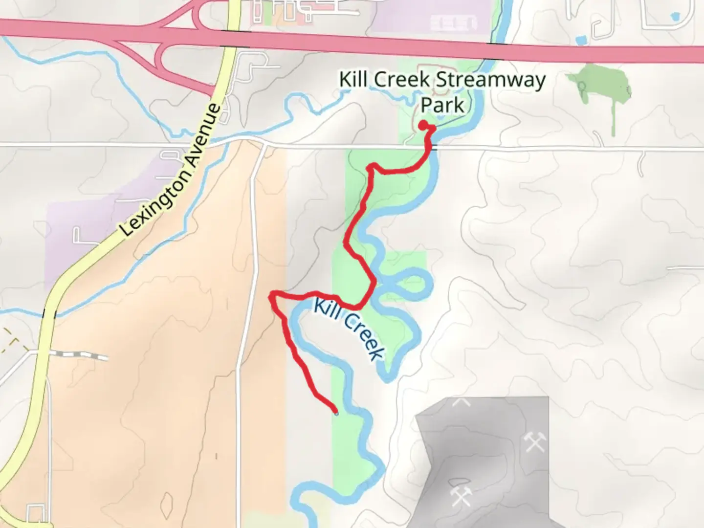 An image depicting the trail Kill Creek Streamway Park Trail and its surrounding area.