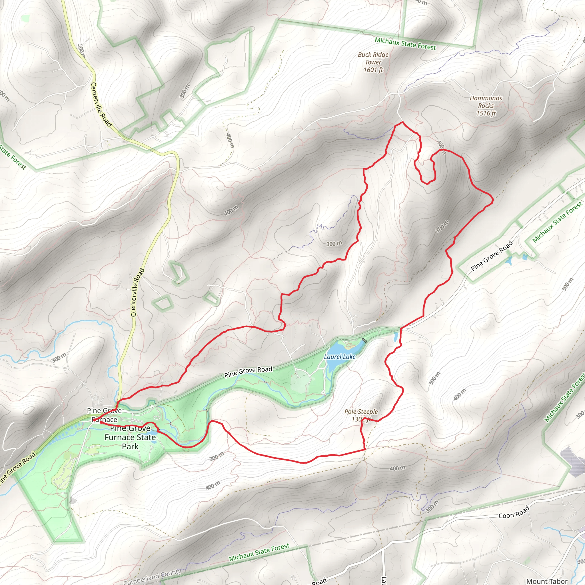 Pole Steeple and Buck Ridge Loop Trail mobile static map