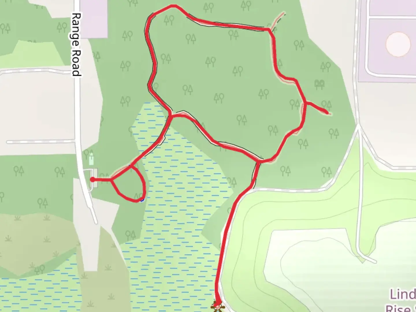 An image depicting the trail Range Road Loop - East and its surrounding area.