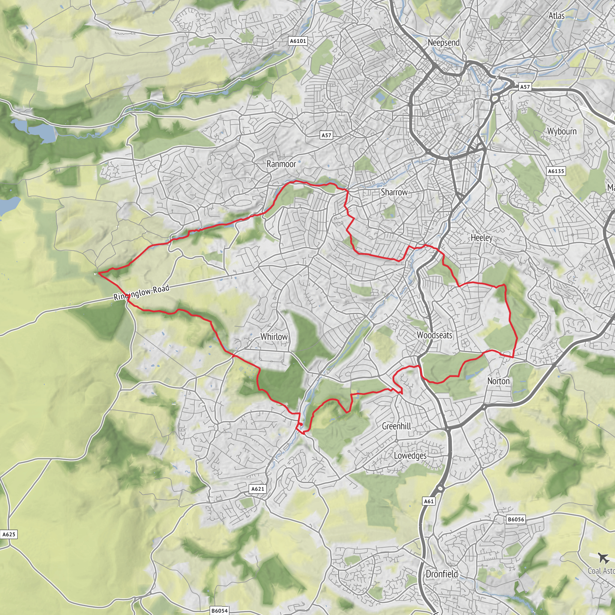 Sheffield round walk mobile static map