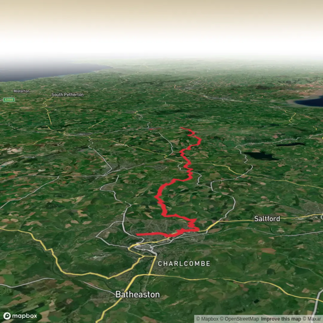 An image depicting the trail Bath > Wells and its surrounding area.