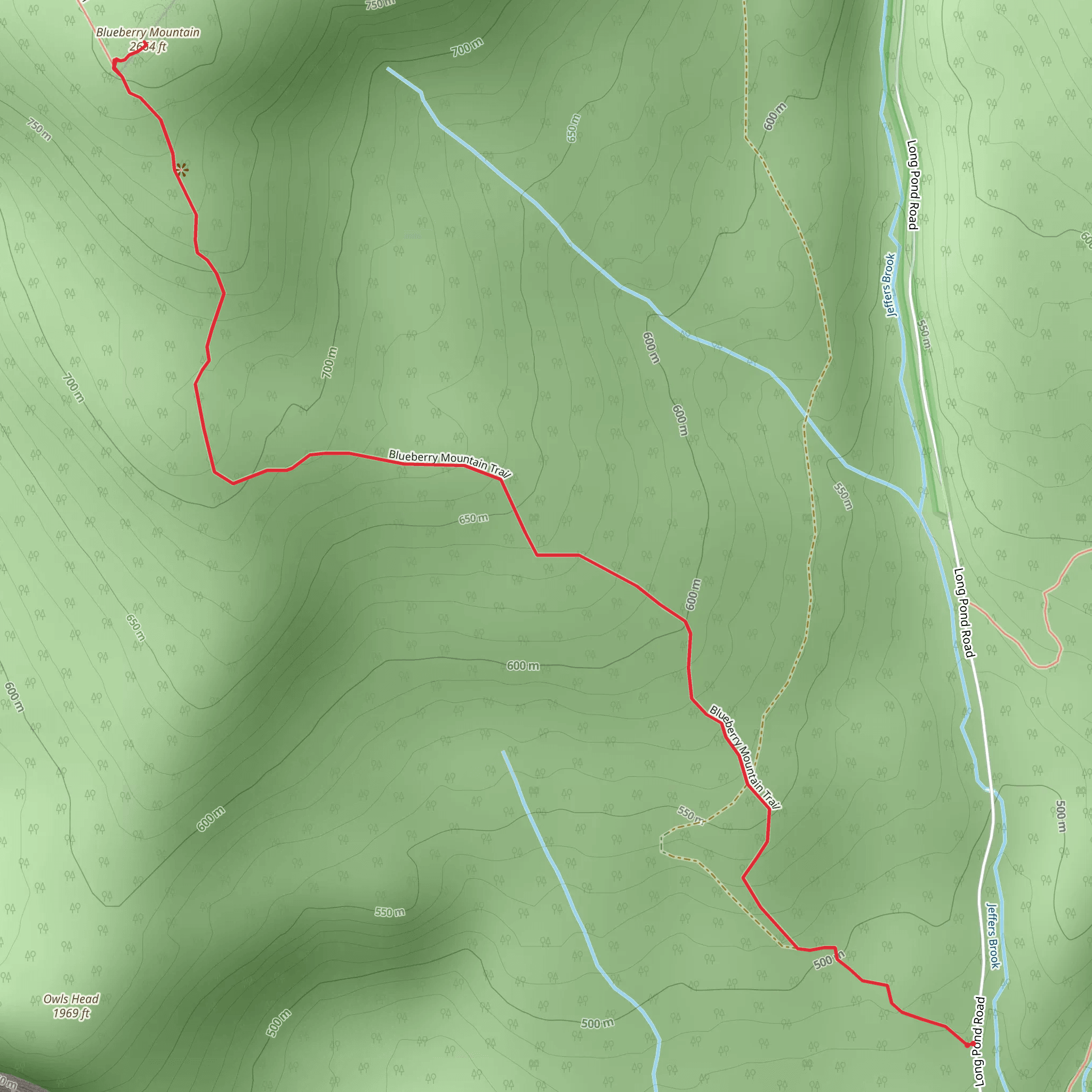 Blueberry Mountain Trail mobile static map