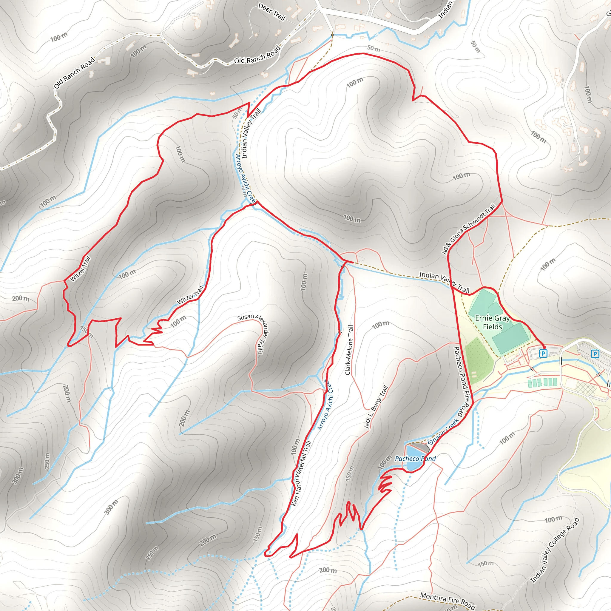 Ad and Gloria Schwindt Trail, Witzel Trail and Ken Harth Waterfall Trail Loop mobile static map