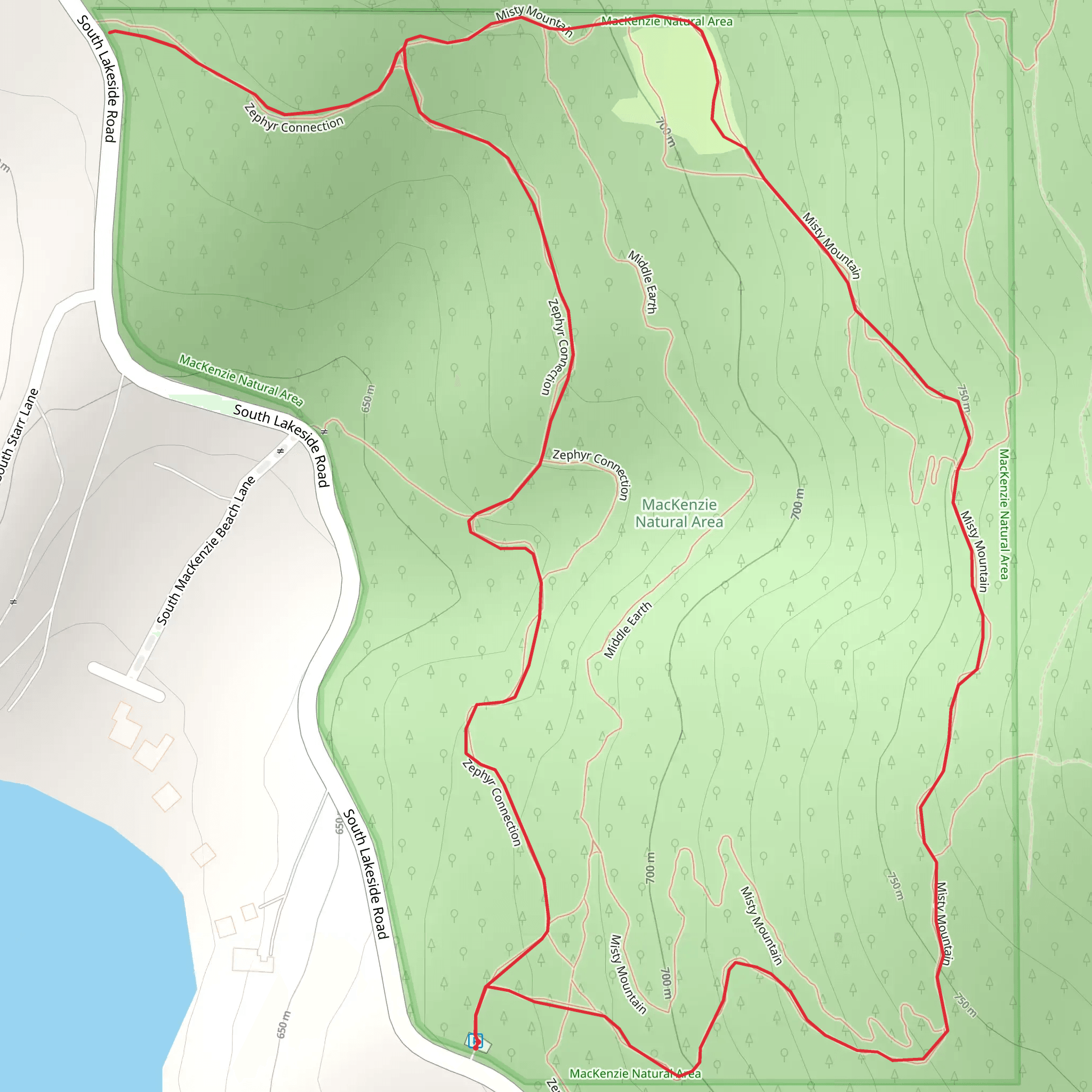 Zephyr Connector and Misty Mountain Loop mobile static map