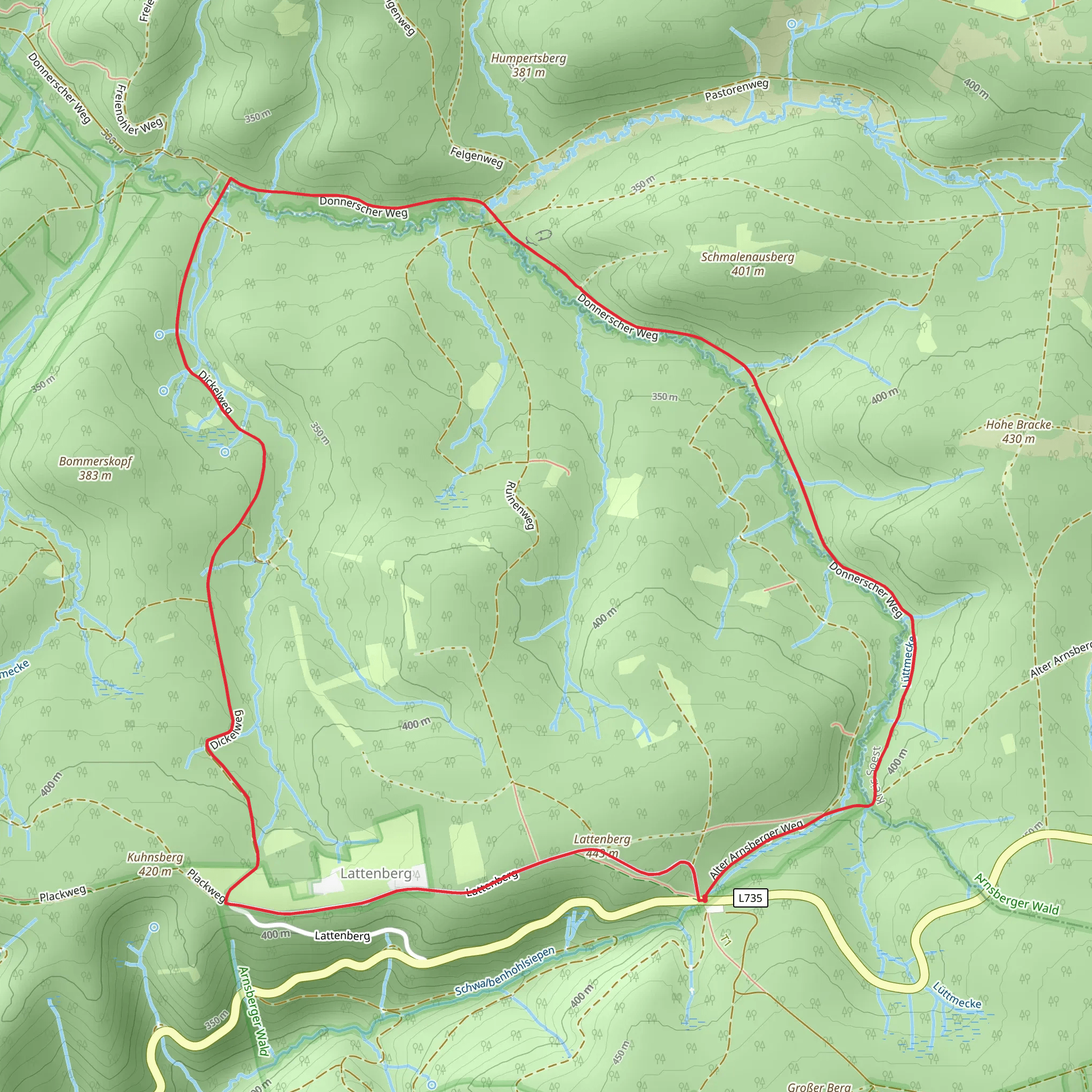 Lattenberg Rundweg A2 and A3 mobile static map