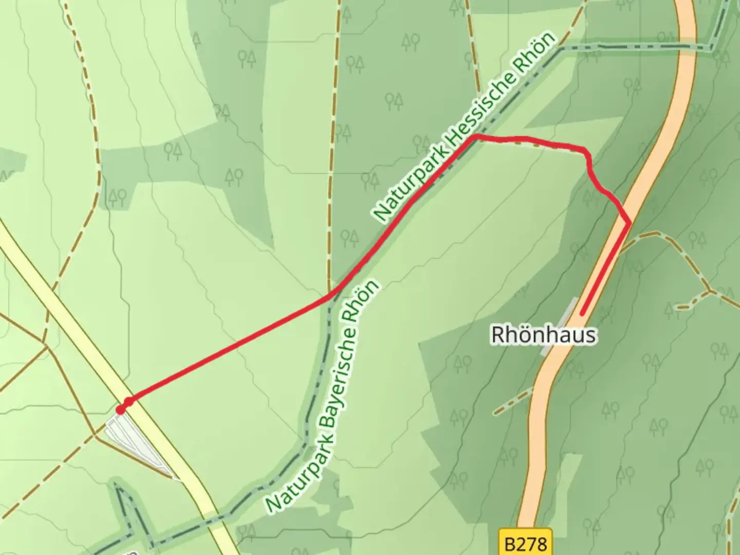 An image depicting the trail Rhönhäus Walk via Schwedenwall Heidelstein and its surrounding area.