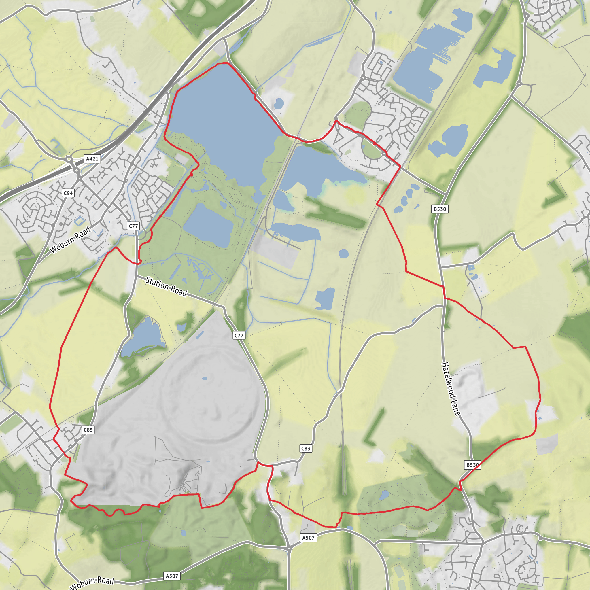 Marston Moretaine, Jackdaw Hill, Ampthill Park and Stewartby Lake Loop mobile static map