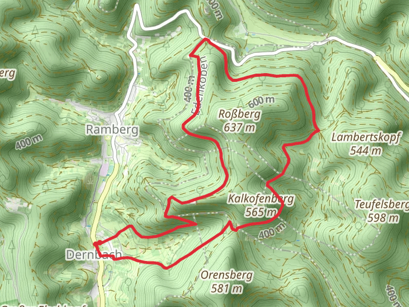 Kalkofenberg, Dreimärker Hütte and Ruine Neuscharfeneck Loop