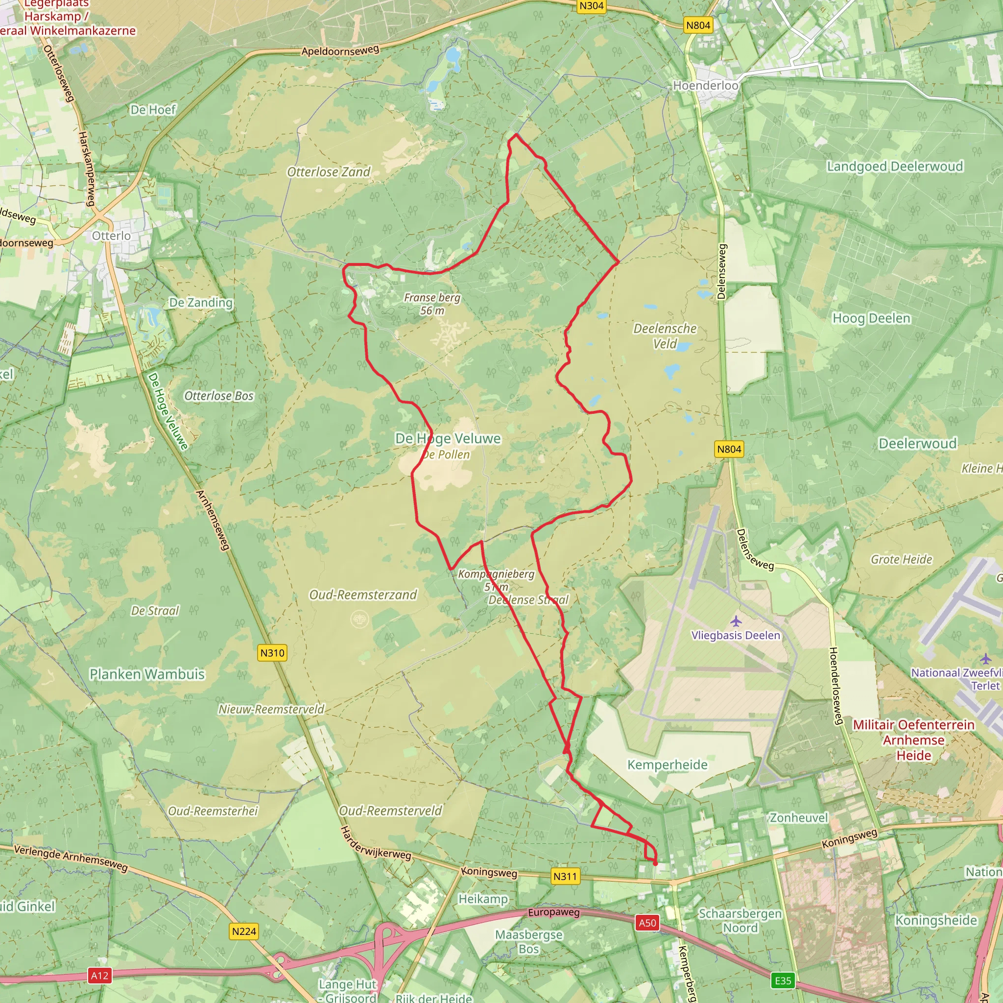 Heidebloem, De Pollen and Kompagnieberg Loop mobile static map