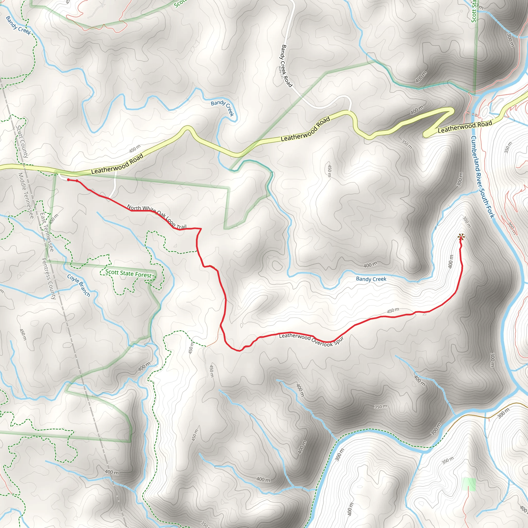Leatherwood Overlook Spur Trail mobile static map