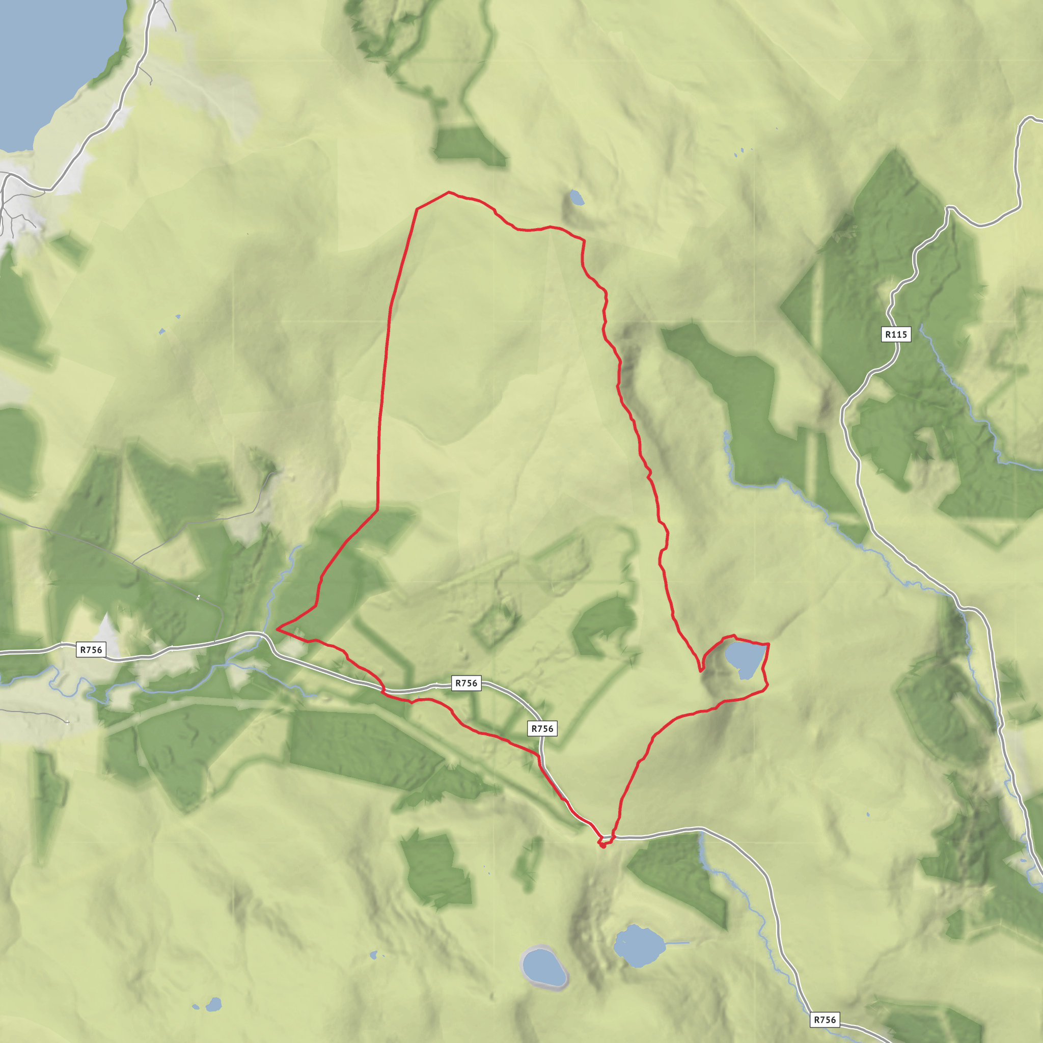Mullaghcleevaun Mullach Cliabhain, Stony Top and Lough Ouler Loop mobile static map