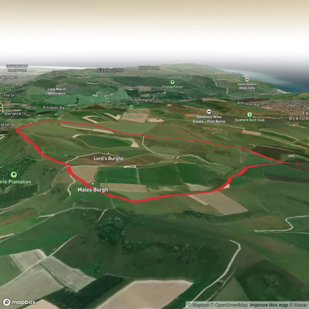An image depicting the trail Firle Beacon to Newhaven and its surrounding area.