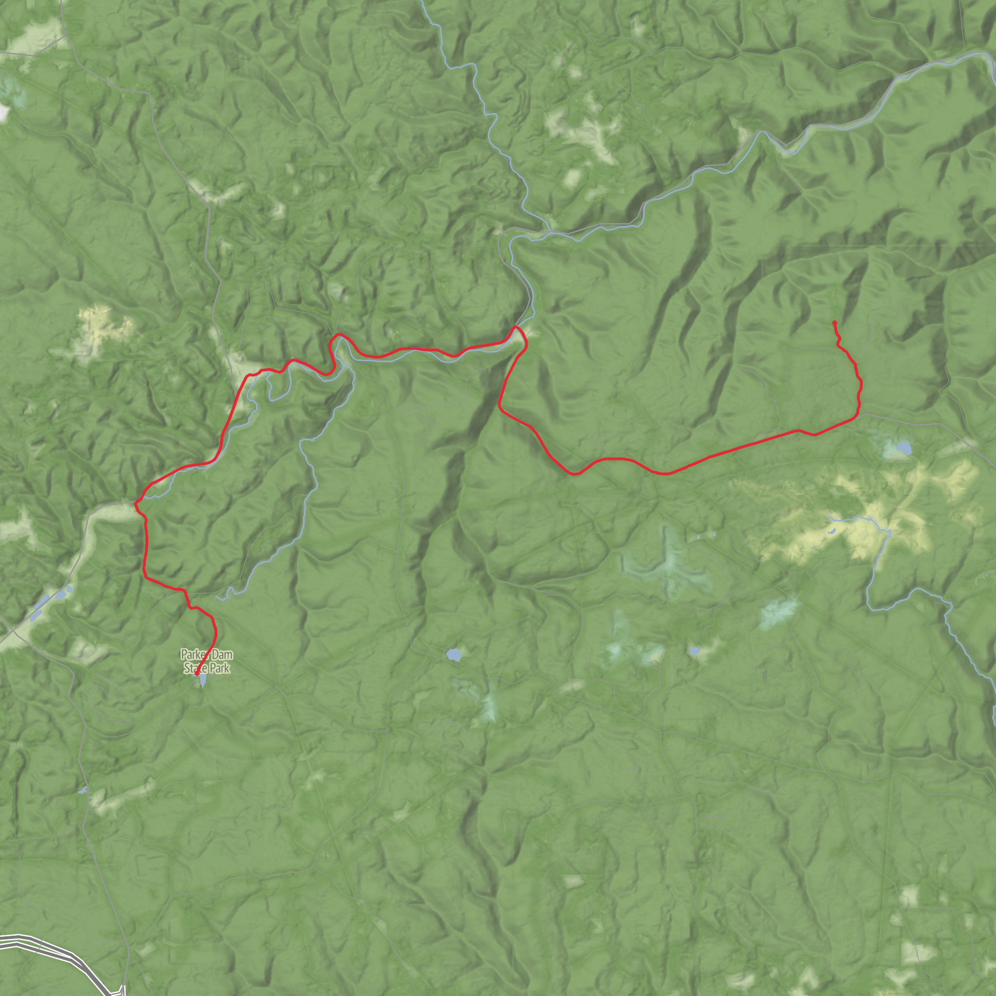 Parker Dam to Parking mobile static map