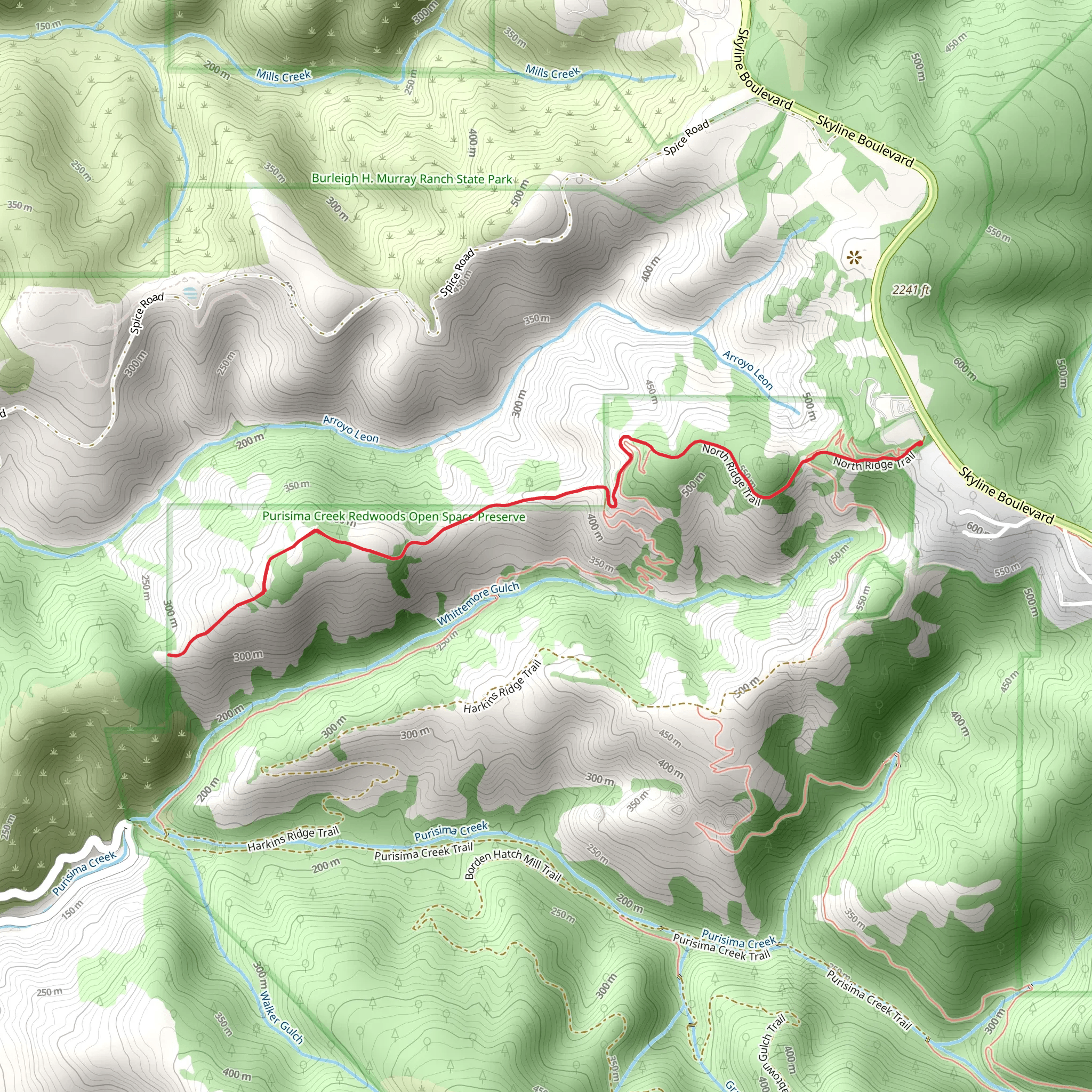North Ridge Trail mobile static map