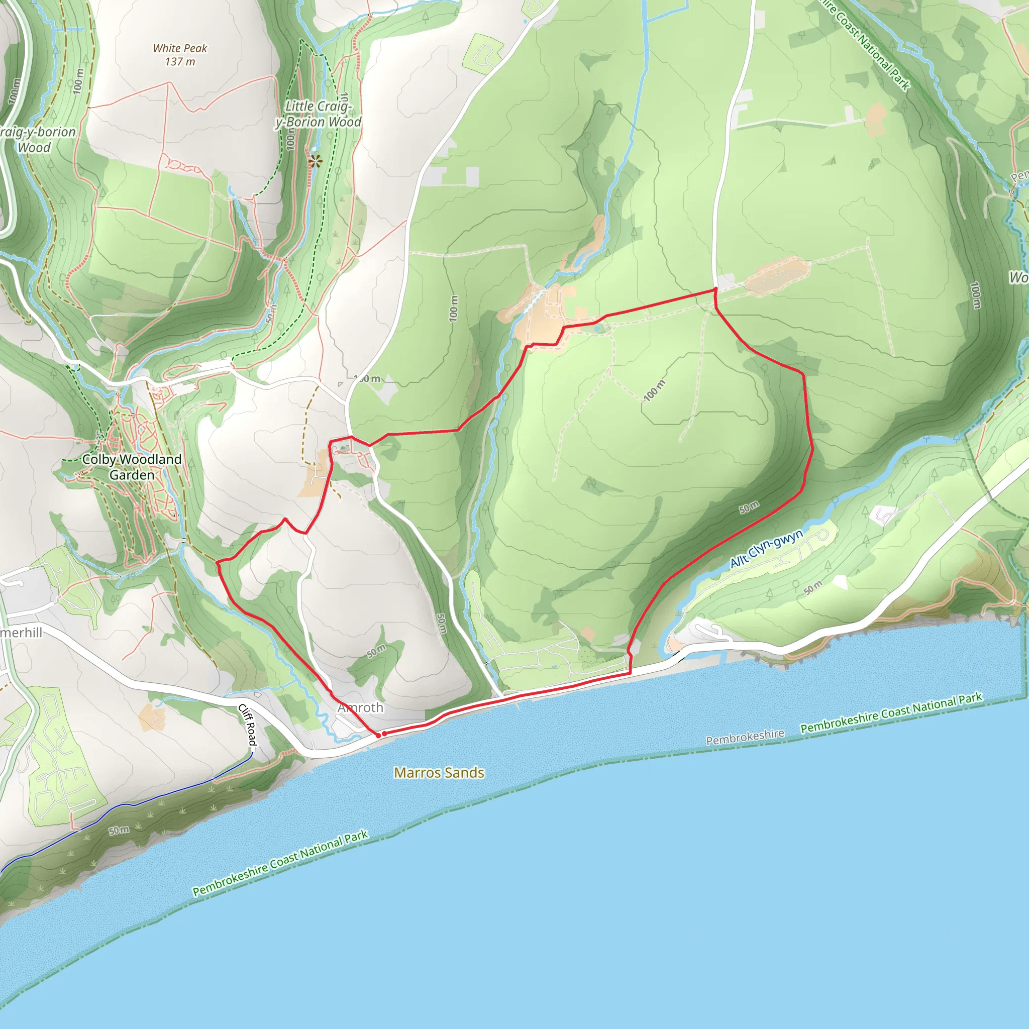 Amroth Trail mobile static map