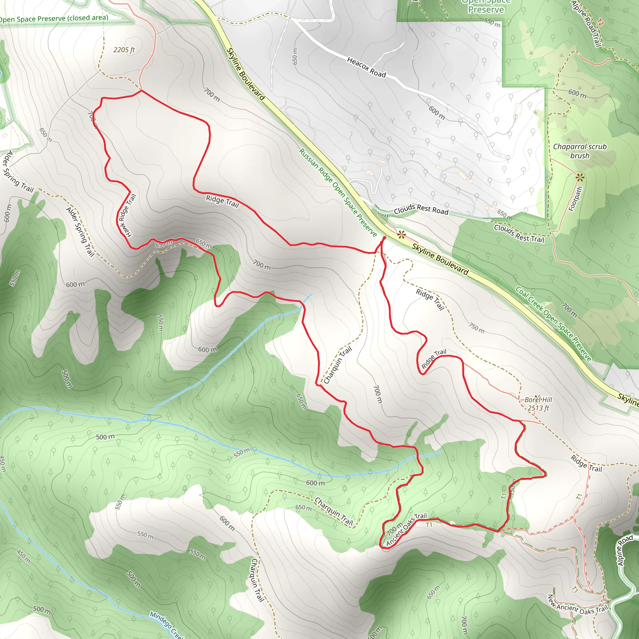Hawk Ridge and Bo Gimbal Loop Trail mobile static map
