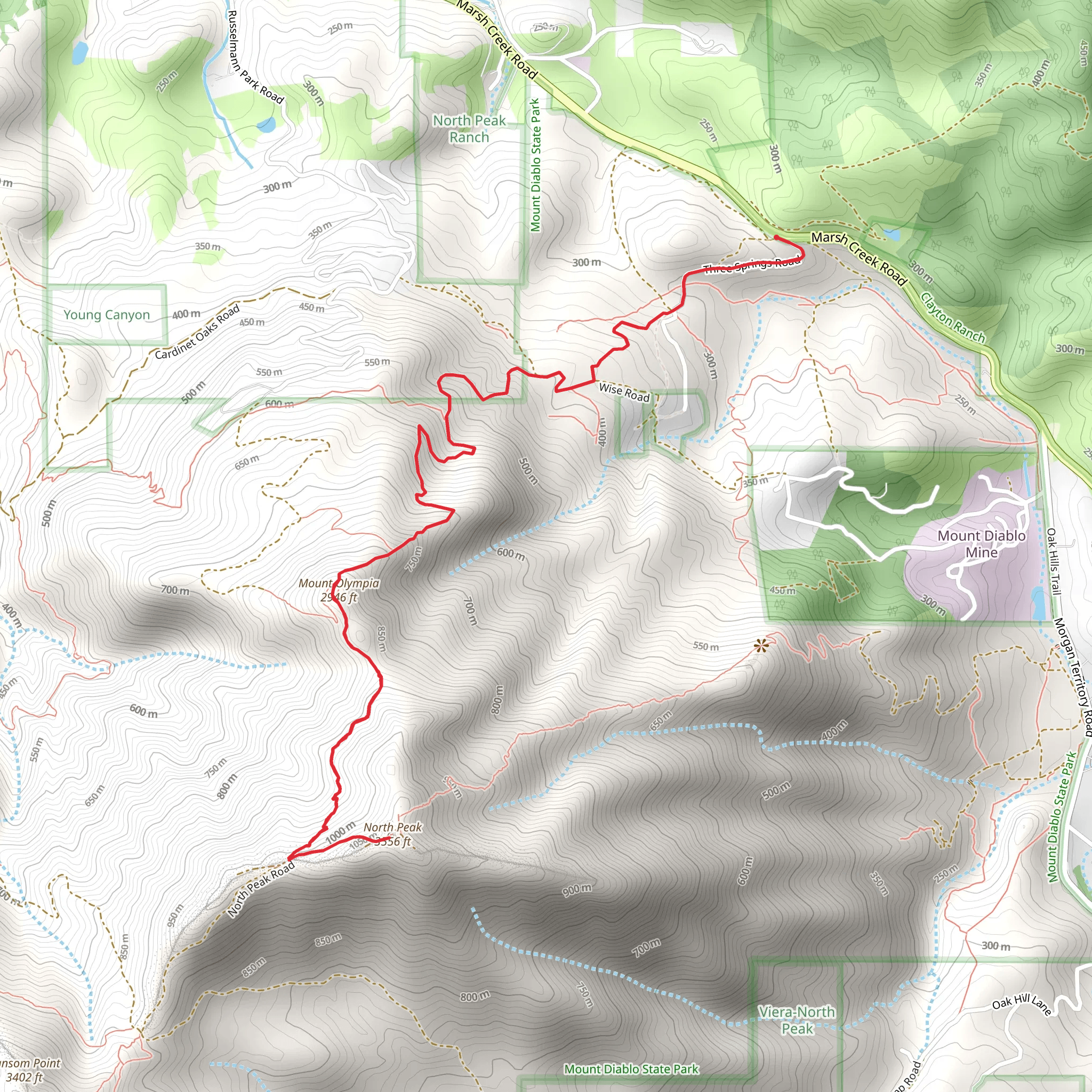 North Peak and Mount Olympia via Olympia Trail mobile static map