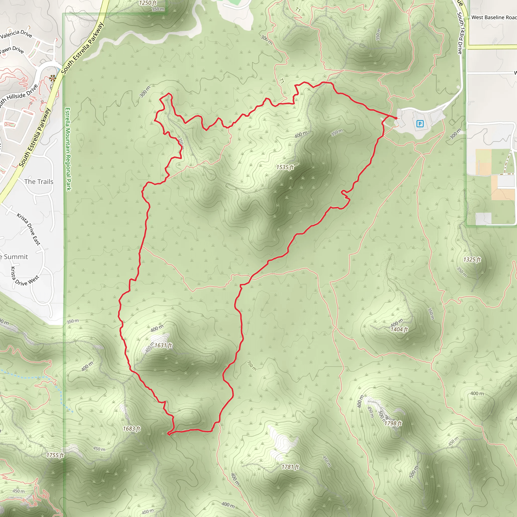 Toothaker and Rainbow Valley Loop Trail mobile static map